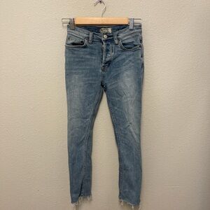 Free People Blue Ankle Cropped Jeans